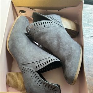 Charlotte Russe Gray Ankle Boots Suede Perforated